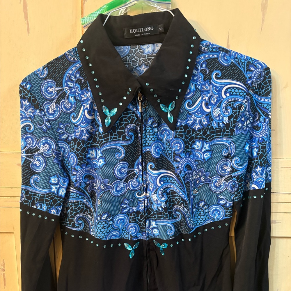 Equilong Black and Blue Paisley Shirt